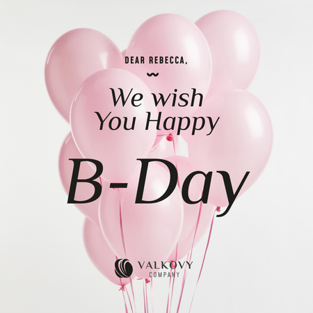 Designvorlage Geburtstagsgruß Bündel rosa Luftballons für Instagram