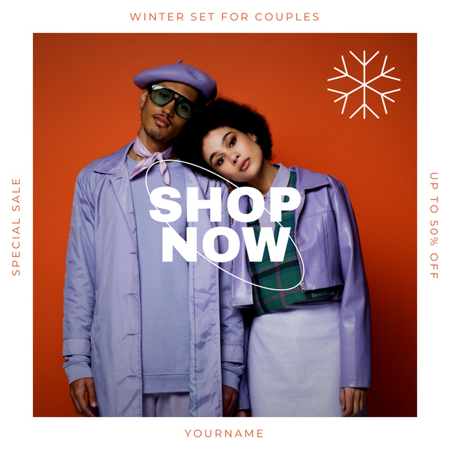 Winter Set Purchase Offer for Stylish Couples Instagram Tasarım Şablonu