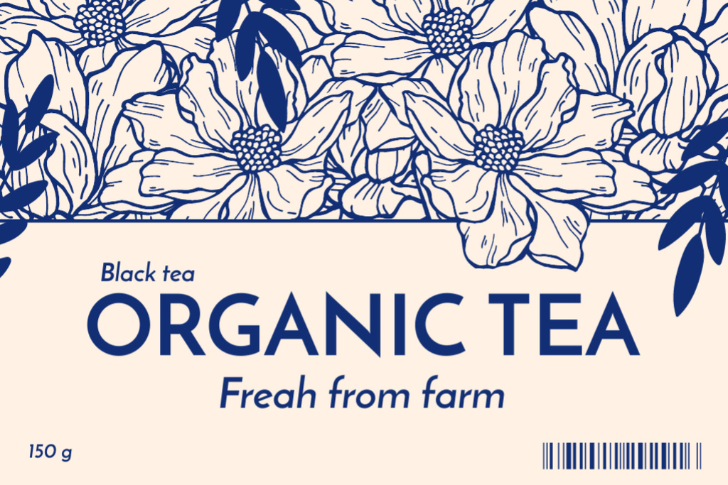 Fresh Organic Tea from Farm Label Šablona návrhu