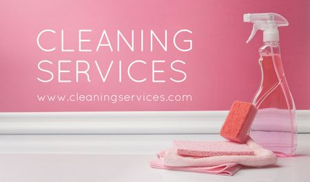 Plantilla de diseño de Cleaning Services with Pink Detergent Business card 