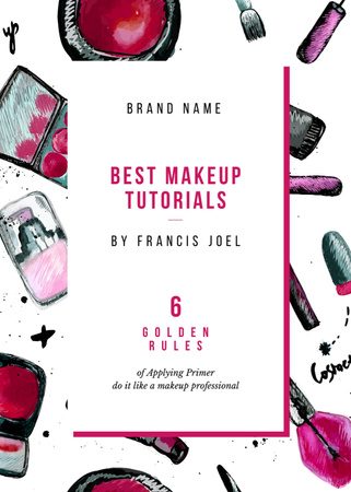 Cosmetics composition for Makeup tutorials Invitation Design Template