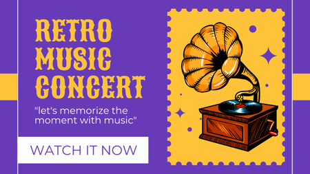Plantilla de diseño de Anuncio de evento de concierto de música retro Youtube Thumbnail 