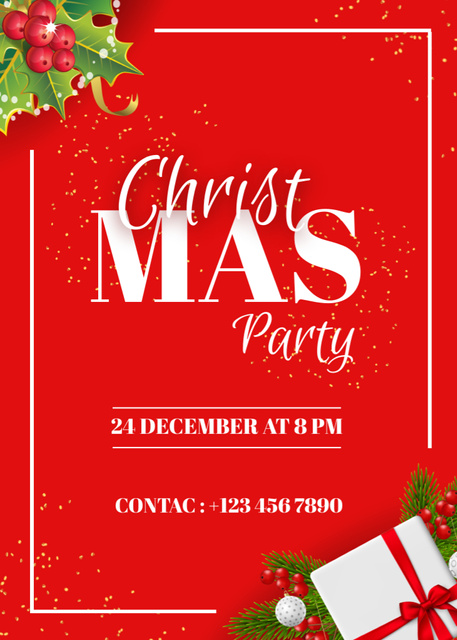 Christmas Celebration with Holiday Decorations Invitation Modelo de Design