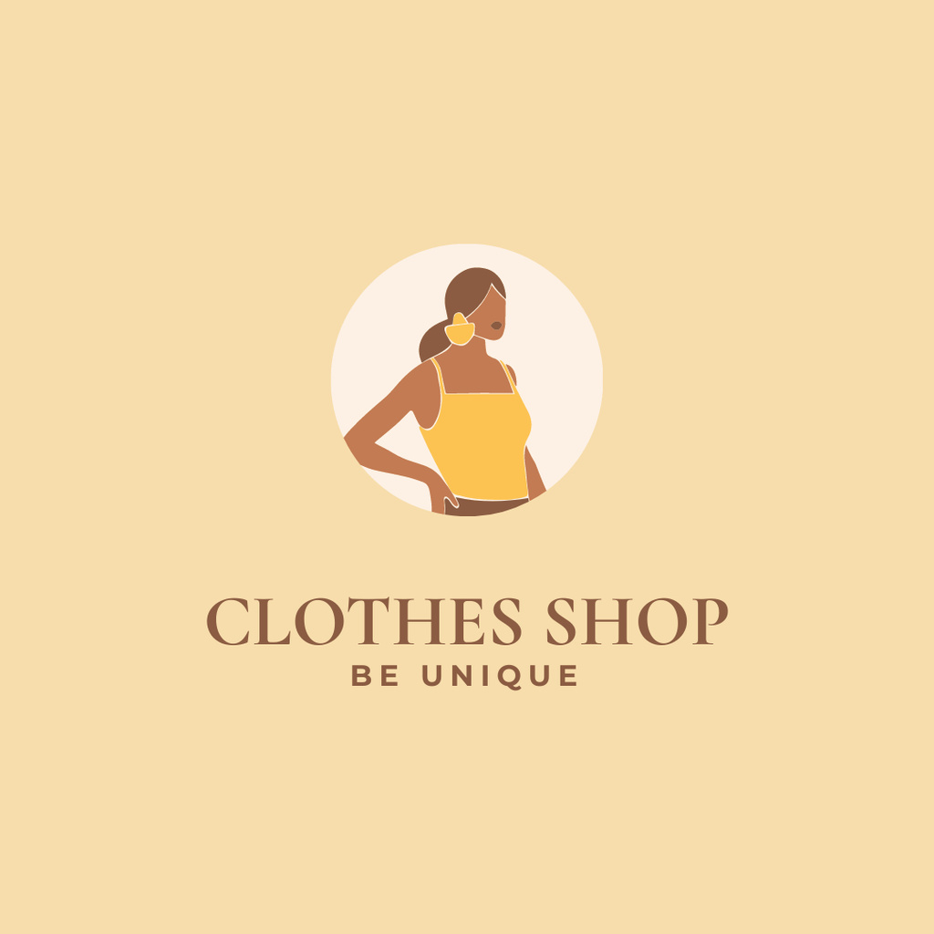 Fashionable Clothes Store Ad In Yellow Logo 1080x1080px – шаблон для дизайна