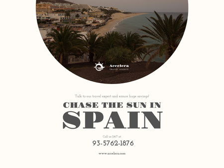 Travel Offer to Spain with Mountains Landscape Poster 18x24in Horizontal Design Template