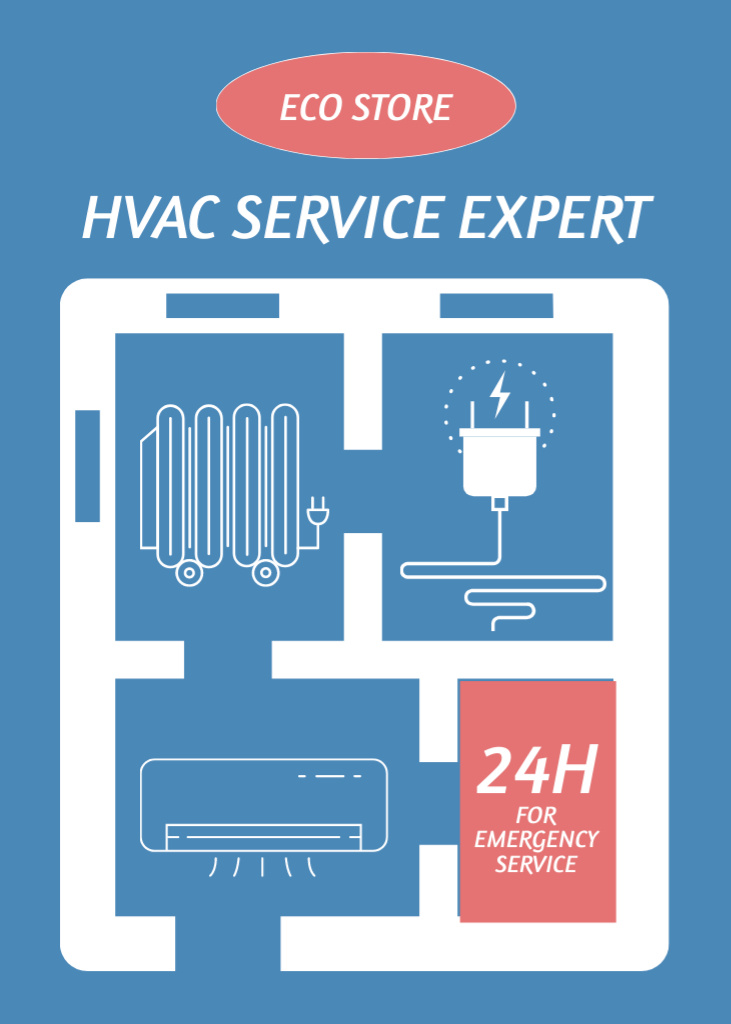 Ontwerpsjabloon van Flayer van HVAC Services Expert's Blue