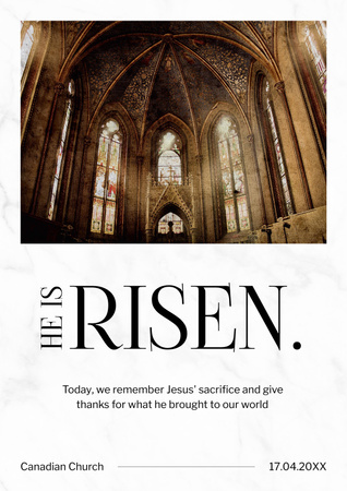 Easter Holiday Celebration In Church Announcement With Quote Poster Design Template