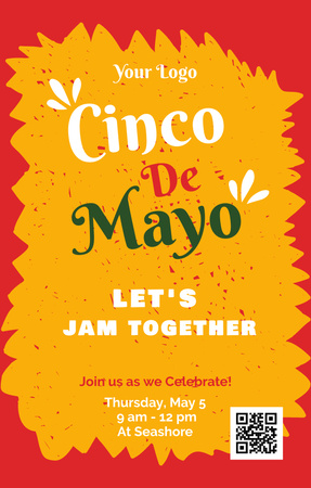 Cinco de Mayo Ad on Red and Yellow Invitation 4.6x7.2in tervezősablon