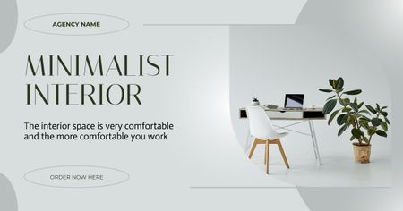 Designvorlage Angebot an minimalistischem Interieur mit stilvollem Arbeitsplatz für Facebook AD