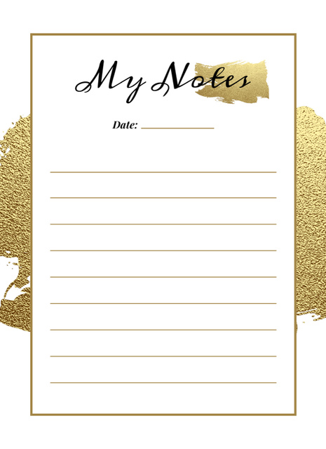 Individual Planner And Scheduler with Frame on Golden Glitter Notepad 4x5.5in Design Template