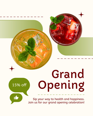 Grand Opening Event With Yummy Refreshments And Discounts Instagram Post Vertical Design Template