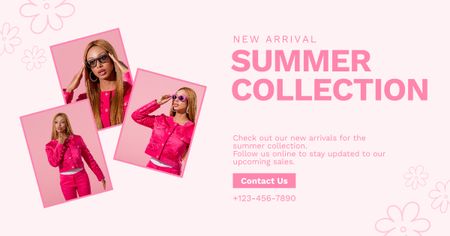 Plantilla de diseño de Colección de gafas de verano en rosa Facebook AD 