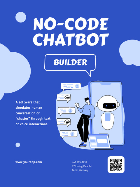 No-Code Chatbot Services Poster USデザインテンプレート