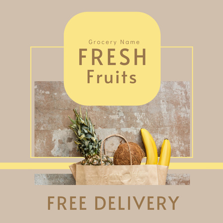 Fresh Fruits With Free Delivery Offer Instagram Design Template