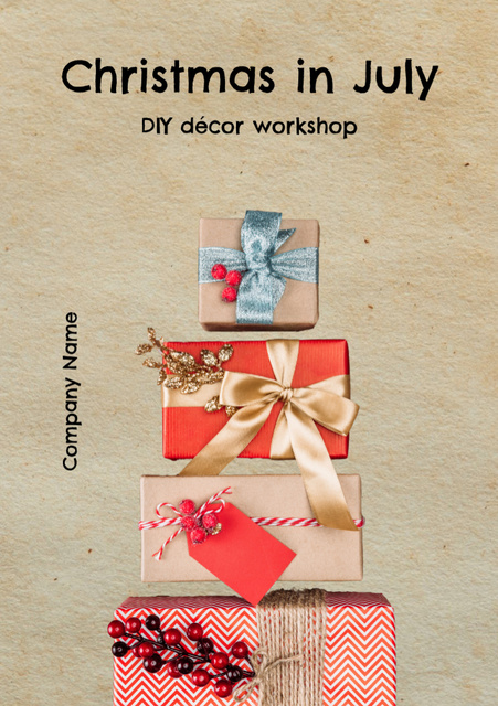 Template di design  Christmas Decor Advertisement with Gift Boxes Flyer A5