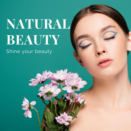 Beautiful Woman in Tender Makeup Instagram Design Template