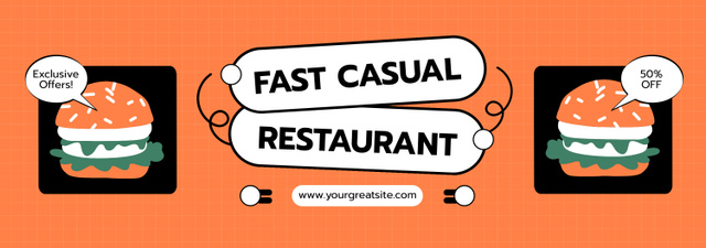 Fast Casual Restaurant Ad with Offer of Burgers Tumblr Design Template