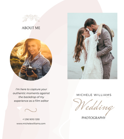 Wedding Photographer Services Brochure 9x8in Bi-fold Design Template