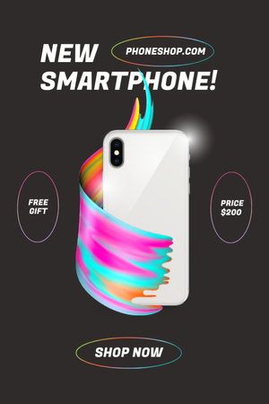 Modèle de visuel Annonce de vente d'un nouveau smartphone blanc avec dégradé lumineux - Tumblr