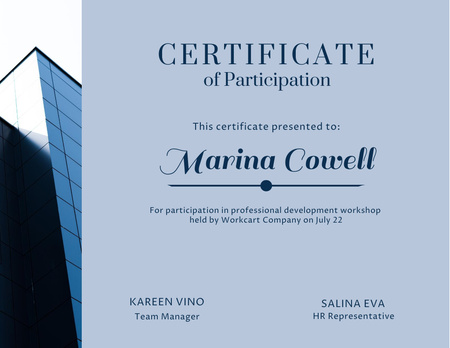Platilla de diseño Participation Award with Modern Skyscraper Certificate