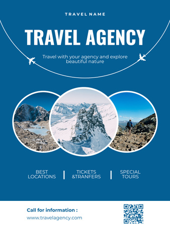 Tour Offer by Agency with Collage of Beautiful Landscapes Poster US Design Template
