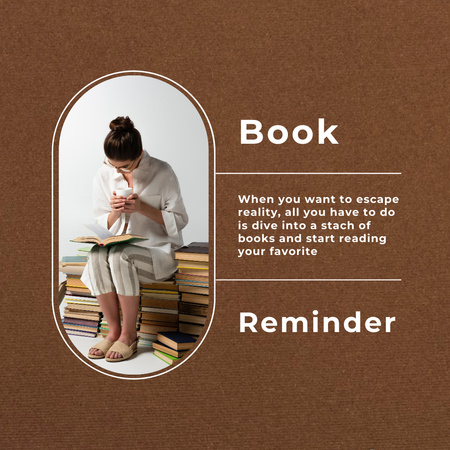 Designvorlage Book Reading Inspirational Reminder  für Instagram