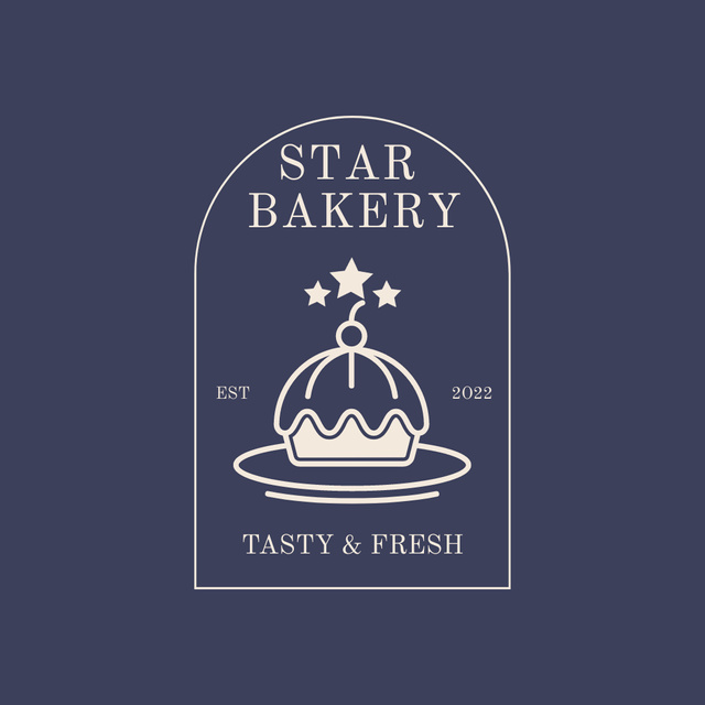 Creamy Bakery Ad with a Yummy Cupcake In Blue Logo Design Template