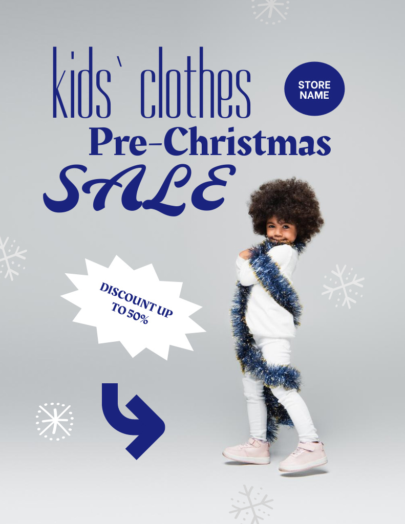 Pre-Christmas Discounts of Kids' Clothes Flyer 8.5x11in Modelo de Design