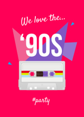 '90s Party announcement with cassette