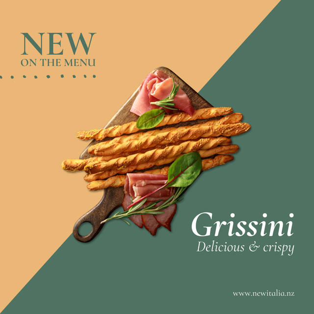 Lunch New Menu Offer with Crispy Grissini Instagram Design Template