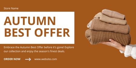 Warm Sweaters For Autumn Offer Twitter Design Template