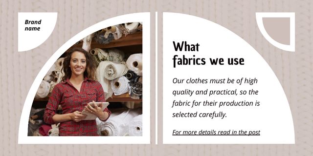 Ontwerpsjabloon van Twitter van Info about Fabrics