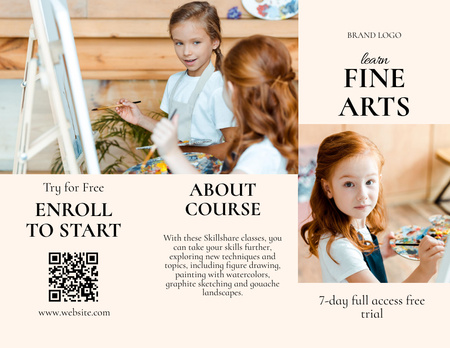 Ontwerpsjabloon van Brochure 8.5x11in van Kunstcursussen voor kinderen