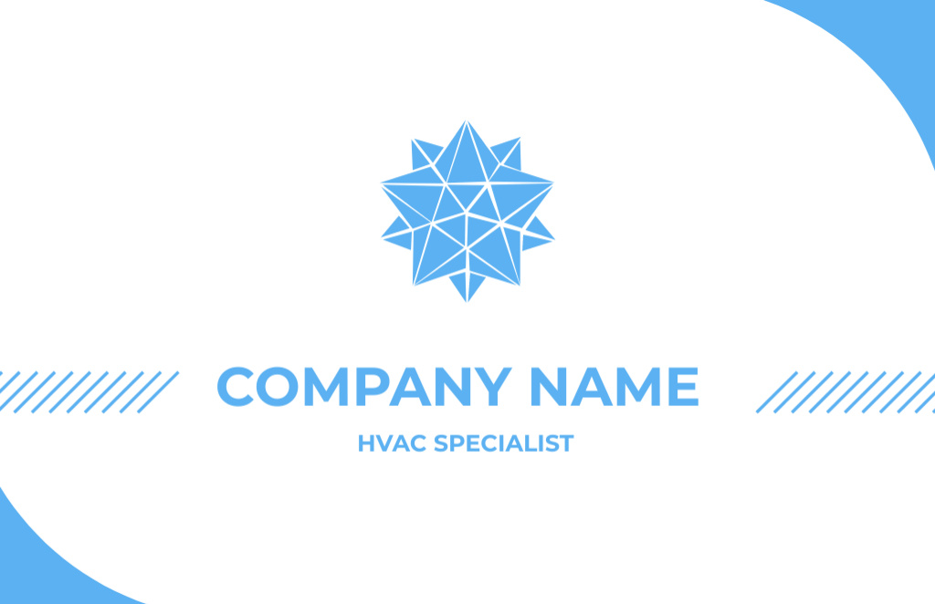 HVAC Specialist's Simple Blue and White Business Card 85x55mm tervezősablon