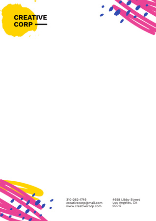 Empty Blank with Pink and Yellow Doodles Letterhead Design Template