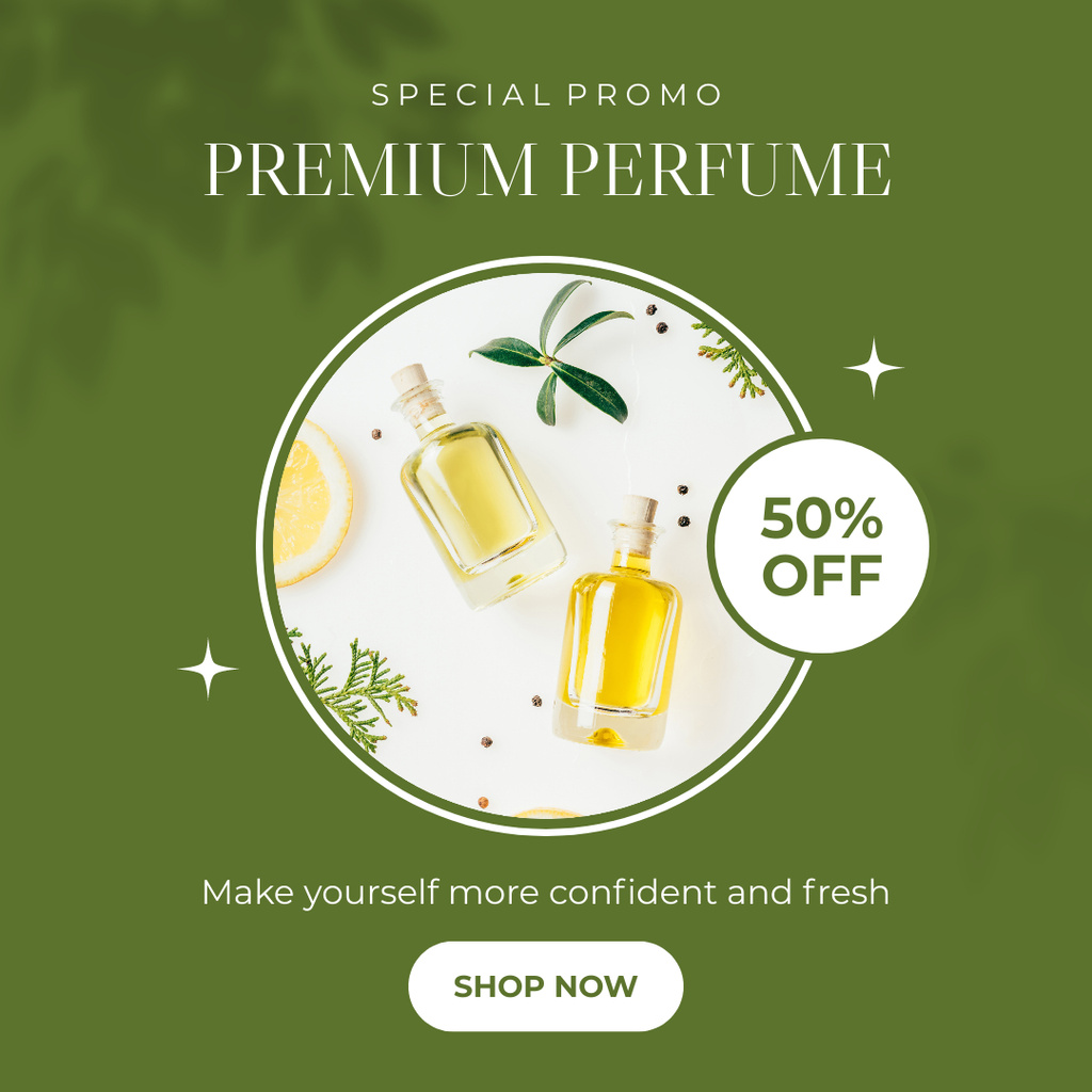 Discount Offer on Perfume with Natural Scent Instagram Πρότυπο σχεδίασης