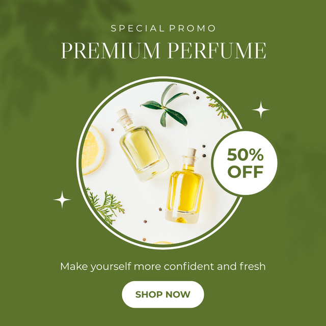 Designvorlage Discount Offer on Perfume with Natural Scent für Instagram