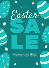 Easter Sale Announcement with Painted Eggs in Blue