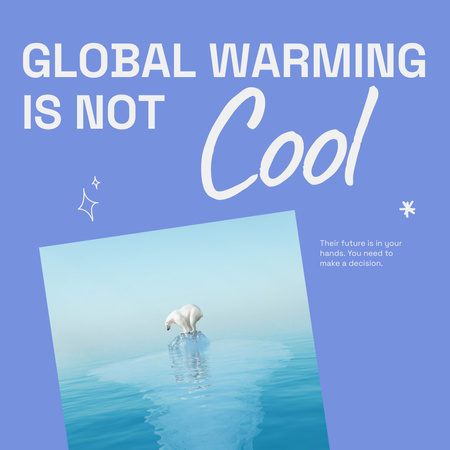 Ontwerpsjabloon van Instagram van Probleembewustzijn van de opwarming van de aarde met pinguïns