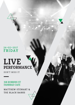 Live Performance Announcement with audience Flayer Design Template