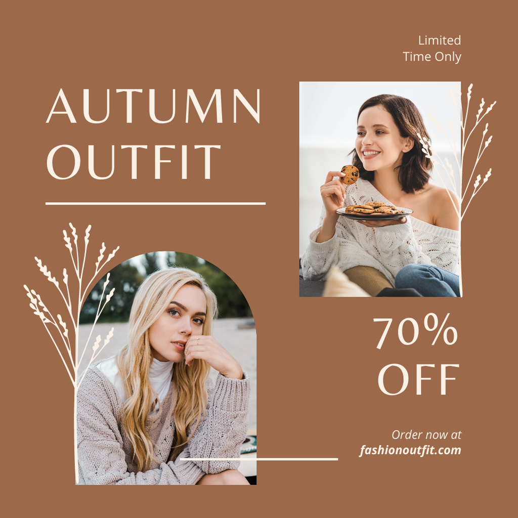 Autumn Clothes for Women on Brown Instagram Modelo de Design