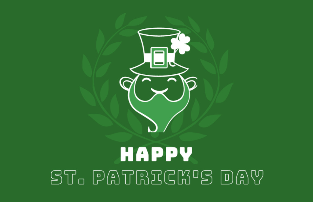 Patrick's Day Greetings from Leprechaun Thank You Card 5.5x8.5in Design Template