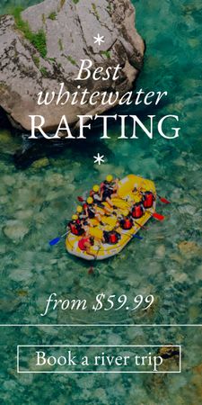 People Rafting on Scenic River Graphic Design Template
