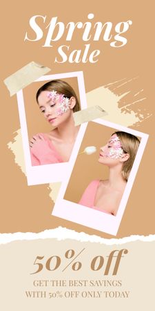 Spring Sale Collage with Young Beautiful Blonde Woman Graphic – шаблон для дизайна