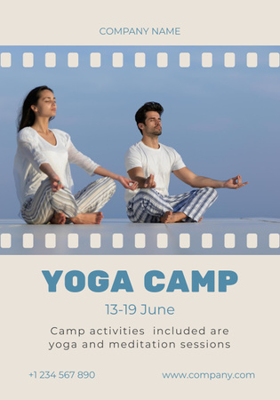 Young Couple Practicing Yoga Poster 28x40in Design Template