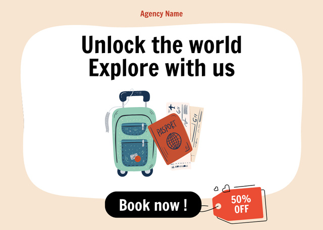 Travel Agency Booking Discount Card Design Template