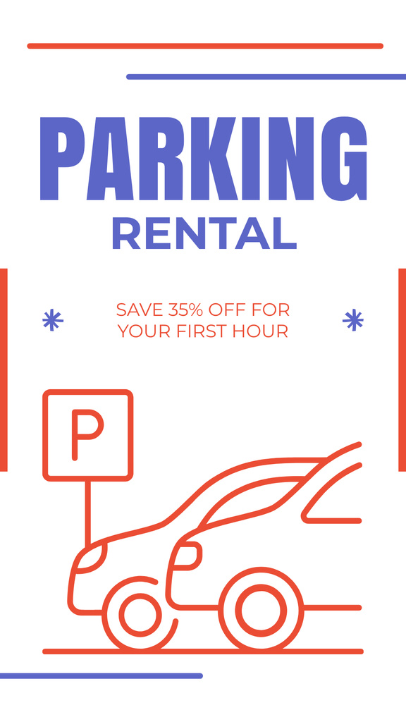 Designvorlage Saving on First Hour of Parking für Instagram Story