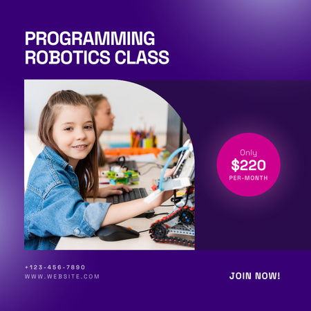 Designvorlage Robotics Classes for Kids für Instagram