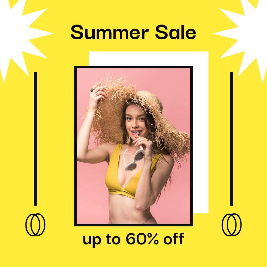 Unforgettable Summer Sale Offer With Swimsuit Instagram Design Template