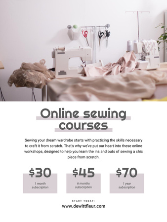 Online Sewing courses Annoucement Poster US Design Template